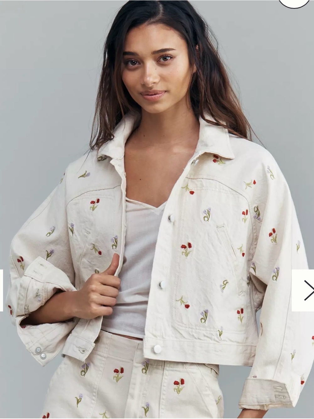 NWT Anthropologie Pilcro Tulip Print Cropped Jacket Size XL 100% Cotton